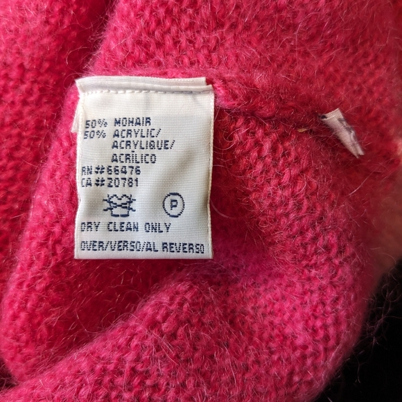 Y2K Tommy Hilfiger Pink Mohair Acrylic Blend Knit Cardigan Sweater - Picture 5 of 7